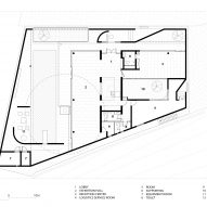 Ground floor plan of Red Box by Mix Architecture in Nanjing, China