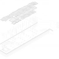 Exploded isometric drawing of the Cheung Sha Wan Pier Canopy by New Office Works
