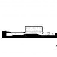 Section drawing of Infinity pool and spa at Lake Como, Italy, by Herzog & de Meuron