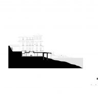 Section drawing of Infinity pool and spa at Lake Como, Italy, by Herzog & de Meuron