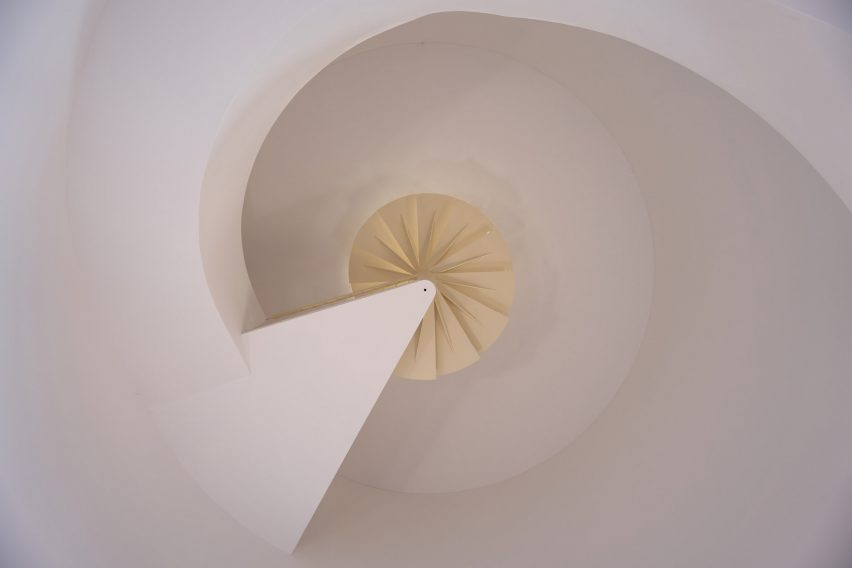 Spiral staircase inside lighthouse designed by Gonzalo Lebrija