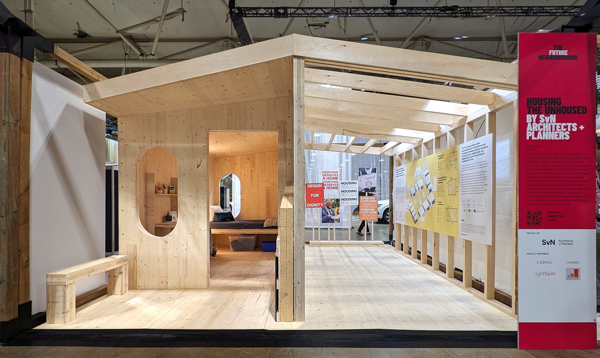 Cross laminated timber cabin for unhoused people