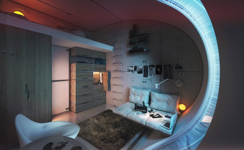 Interior of moon base by Hassell