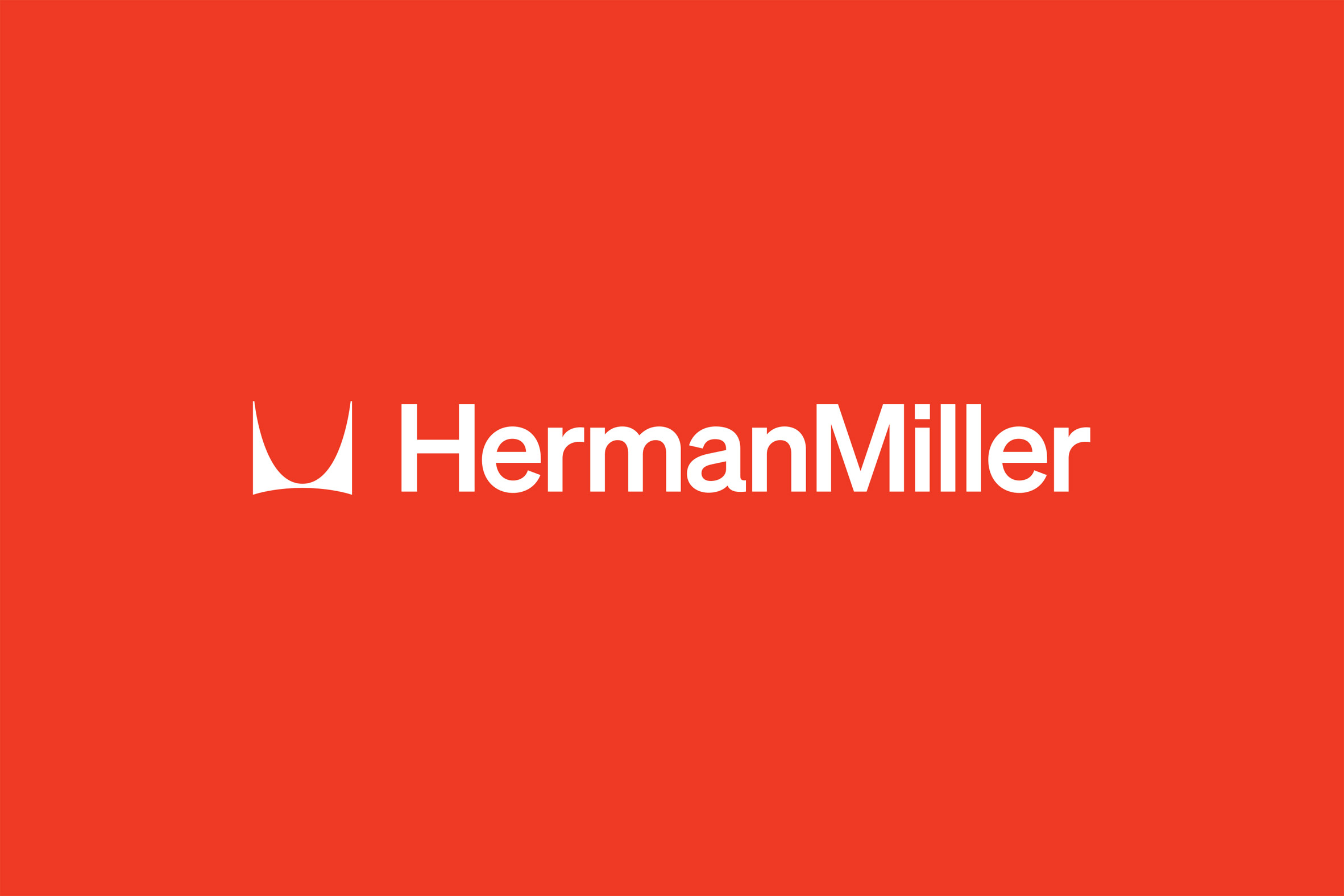 White Herman Miller logo by Order Design on a red backdrop