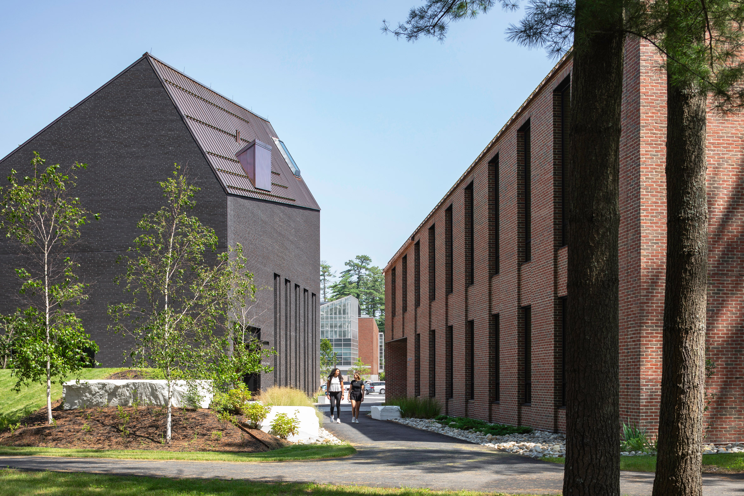 Two mass timber buildings at Bowdoin college