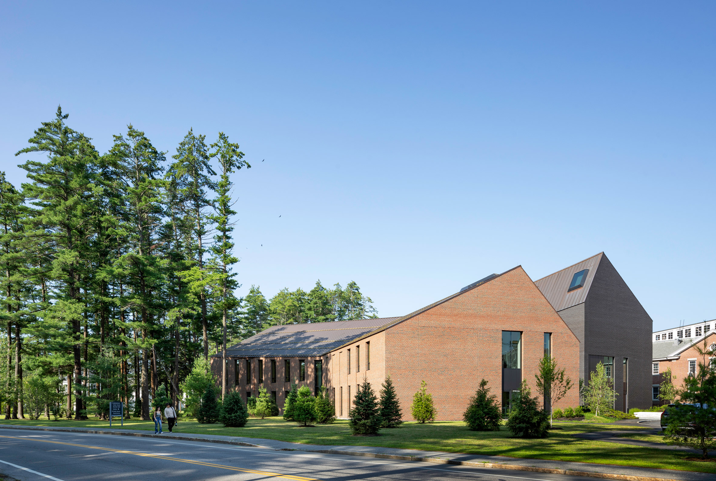 Gabled-roof, mass-timber buildings at Bowdoin