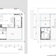 Floor plan of check patterned house in Japan by IGArchitects