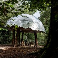 Invisible Studio & Pearce+ top domed woodworking pavilion with aluminium shingles