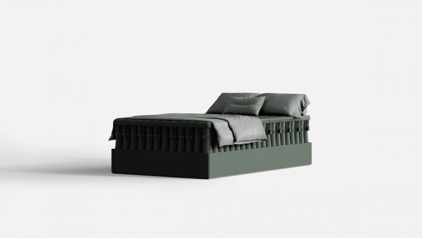 Image of an army green bed