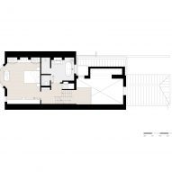 First floor plan of London house extension by Merrett Houmøller Architects and All & Nxthing