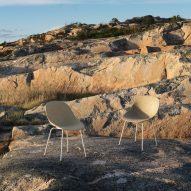 Mat hemp chairs on rocks