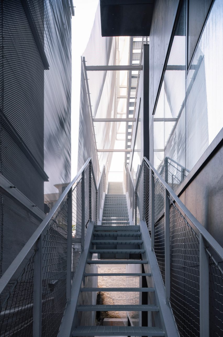 External staircase and mesh of gallery in China