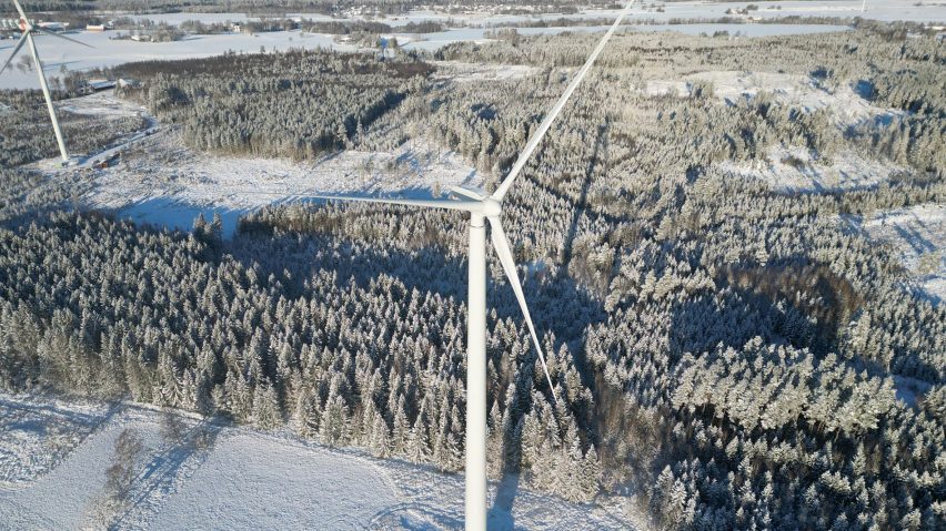 Modvion wooden wind turbine tower in Skara, Sweden