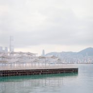 Steel canopy on a pier in Hong Kong