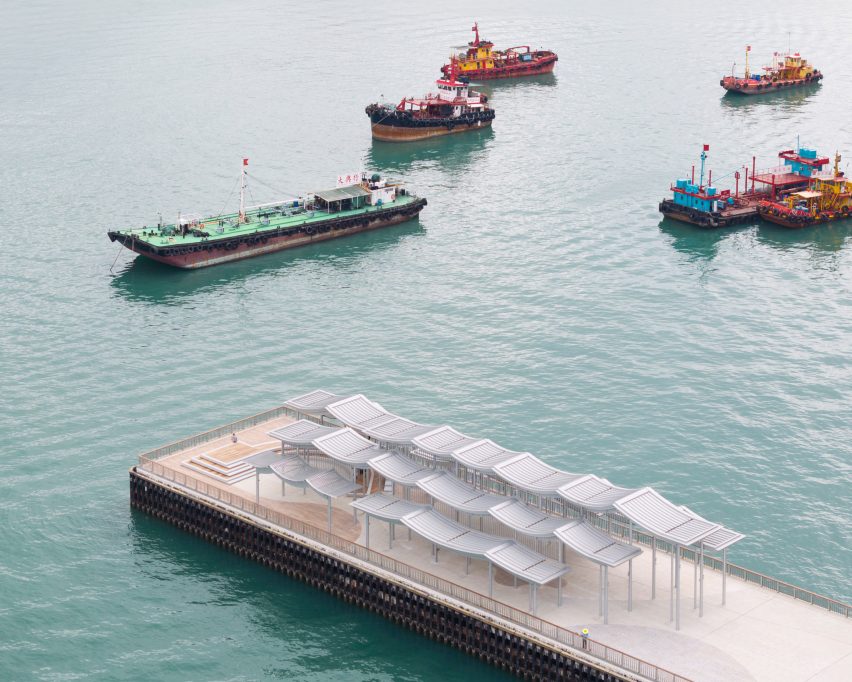 Pier in Hong Kong with a steel canopy by New Office Works