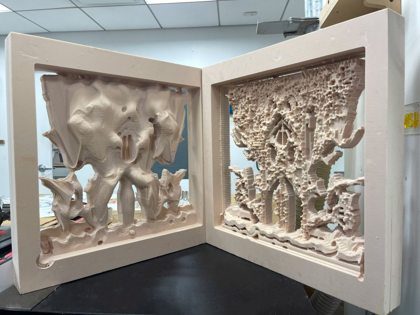 CNC milled panels made from AI-generated images