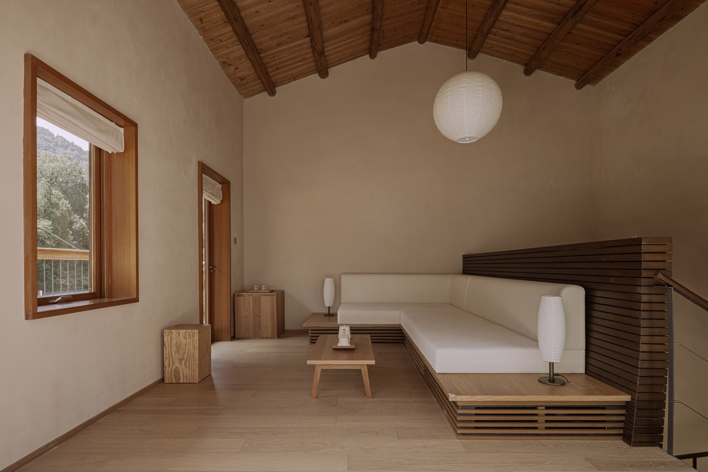 Interior view of Ningshan Luzhai Cottages in Ankang City, China, by Kooo Architects