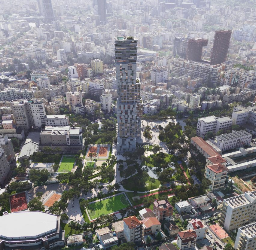 Staggered blocky skyscraper in Tirana by OODA