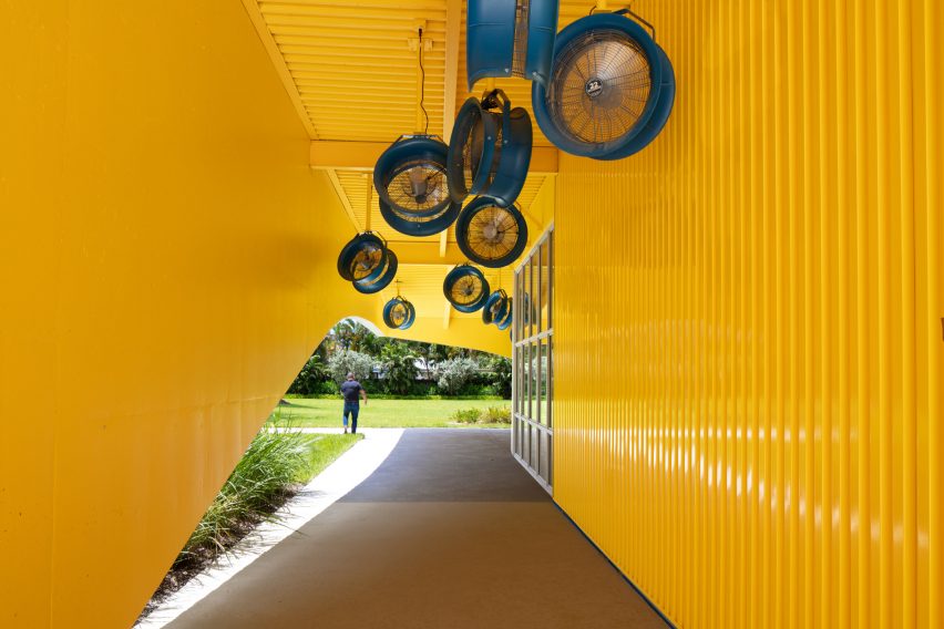 Yellow corrugated walls