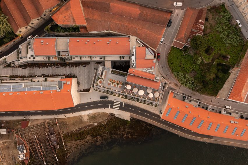 Aerial view of The Rebello Hotel showing the layout of its terracotta-roofed buildings