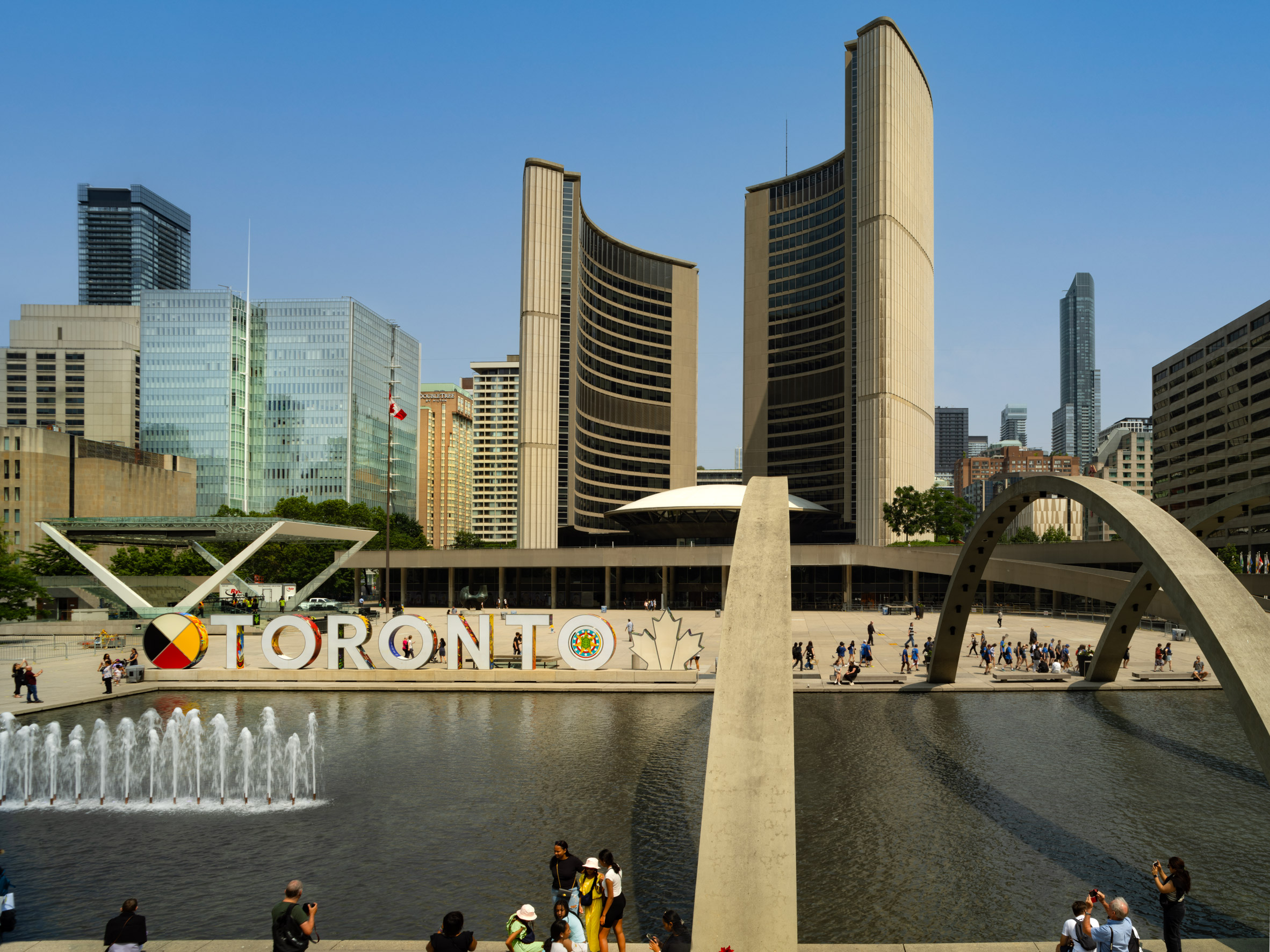 Toronto City Hall with Renzo Piano courthouse in the background