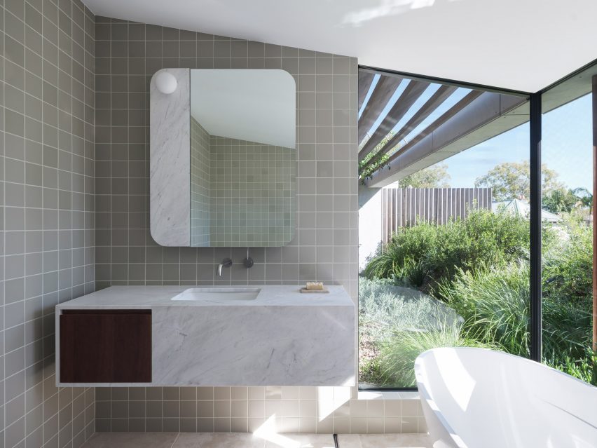 Bathroom interior at Hidden Garden House in Australia