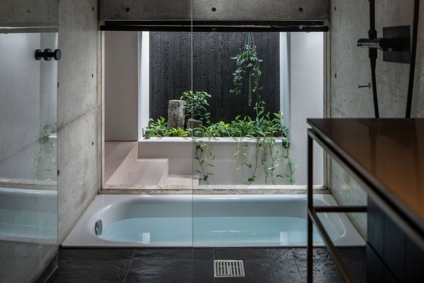 Bathroom interior of Yamaguchicho House in Japan by Slow