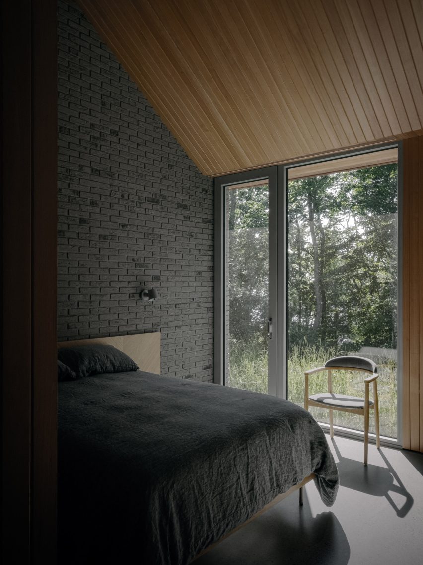 Bedroom with cedar ceiling