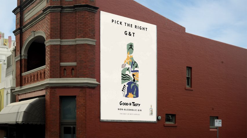 Billboard on side of building showing bottle of gin