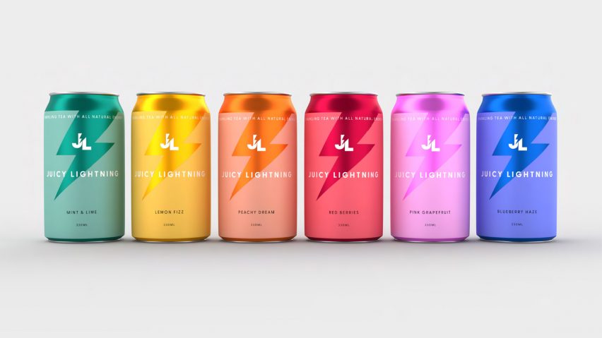 Rainbow-coloured cans on grey backgrounds