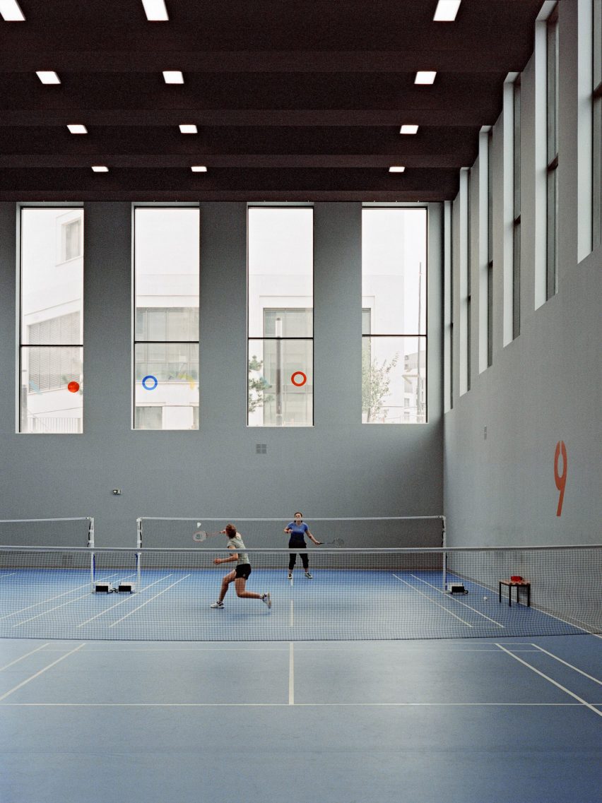 Tennis court in a sports center