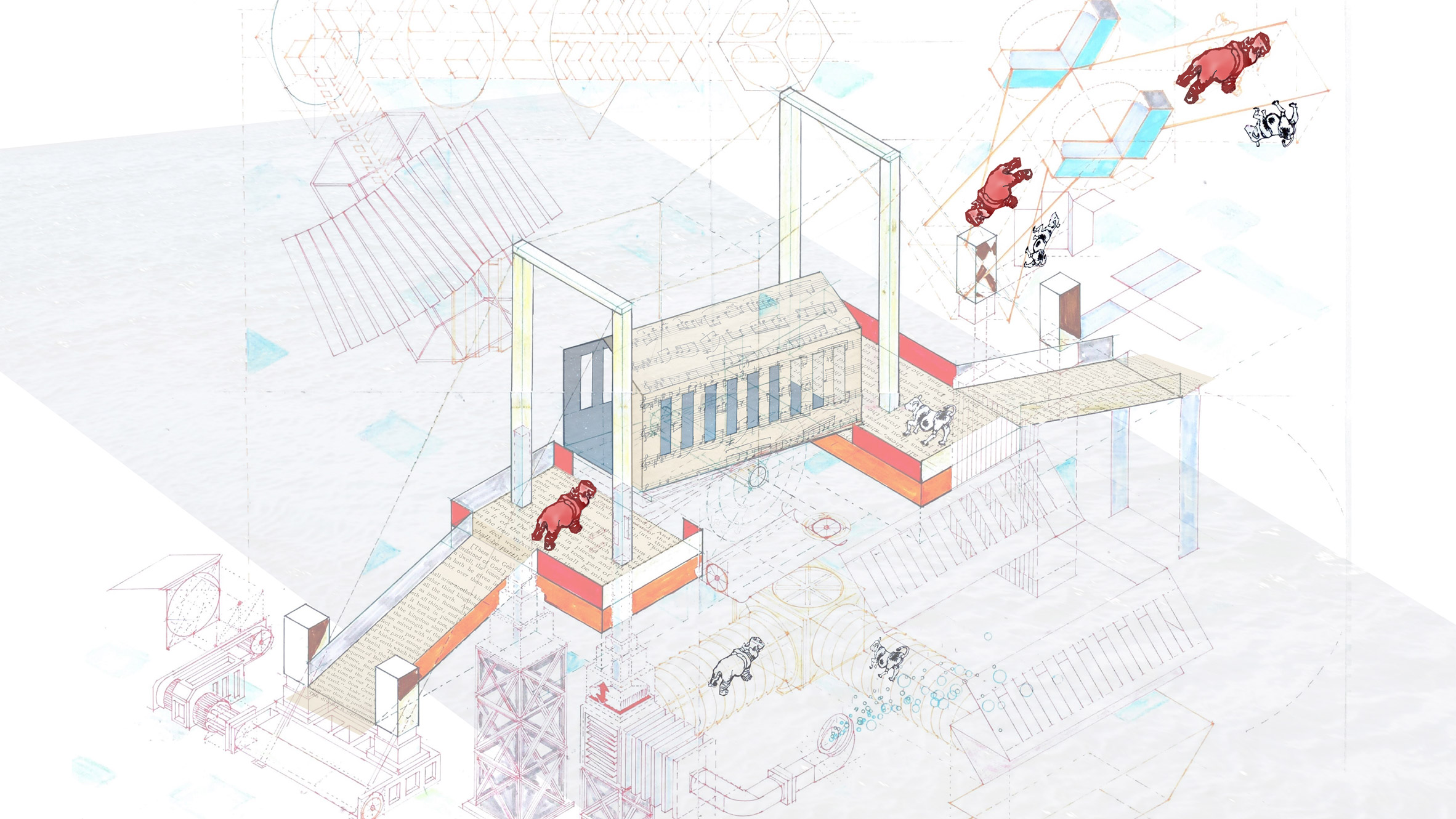 Student work axonometric drawing