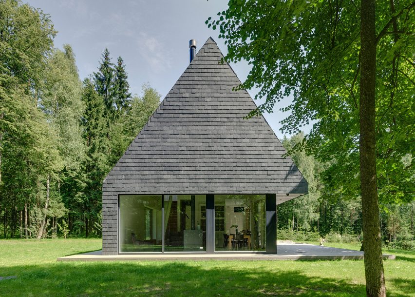 A Lithuanian house clad in shale tiles 