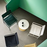 Four Able chairs by Blå Station positioned around a small round table
