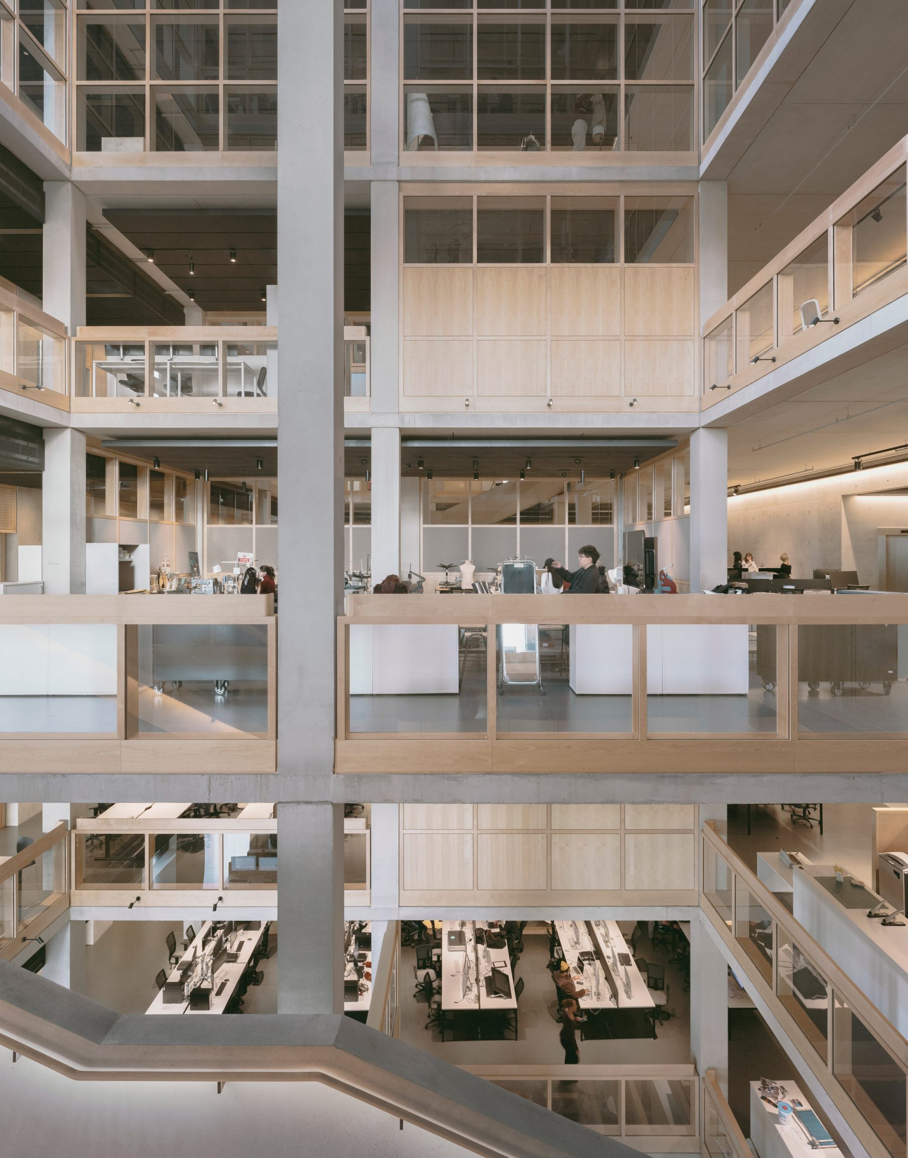 View of interior spaces at university campus by Allies and Morrison