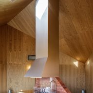 Timber interior of an angular home in South Korea