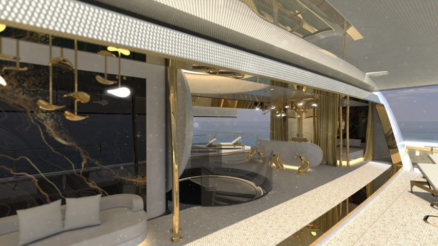 Render of interior of Migaloo submersible superyacht