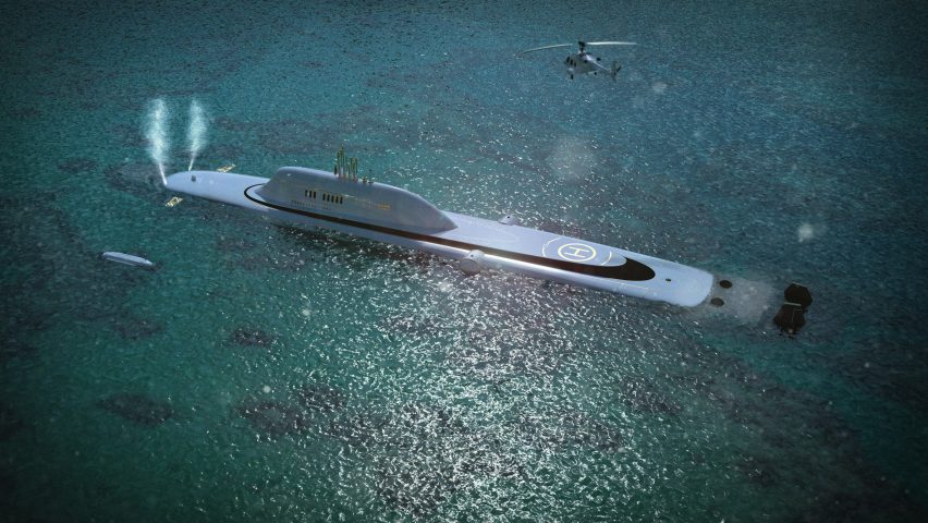 M5 submersible superyacht seen from above