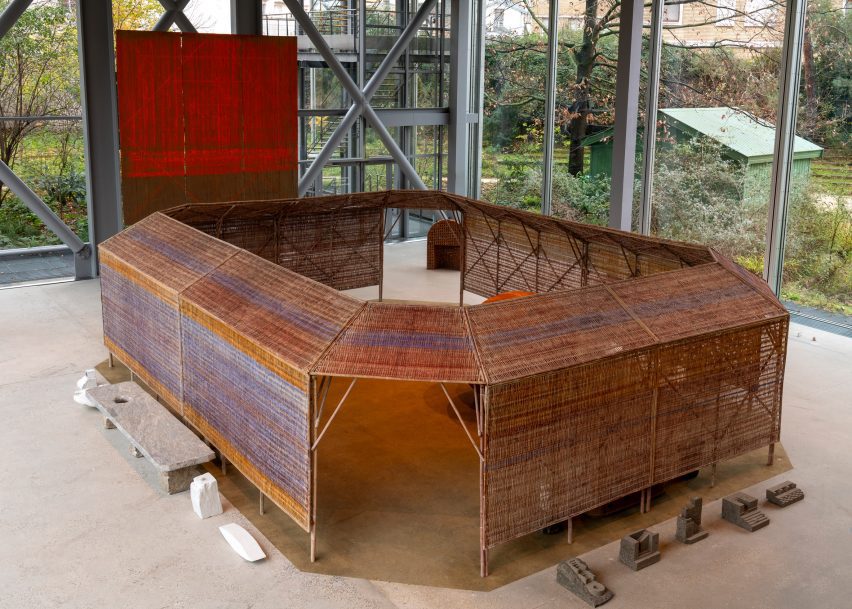 Bamboo hut at Bijoy Jain's exhibition at Fondation Cartier