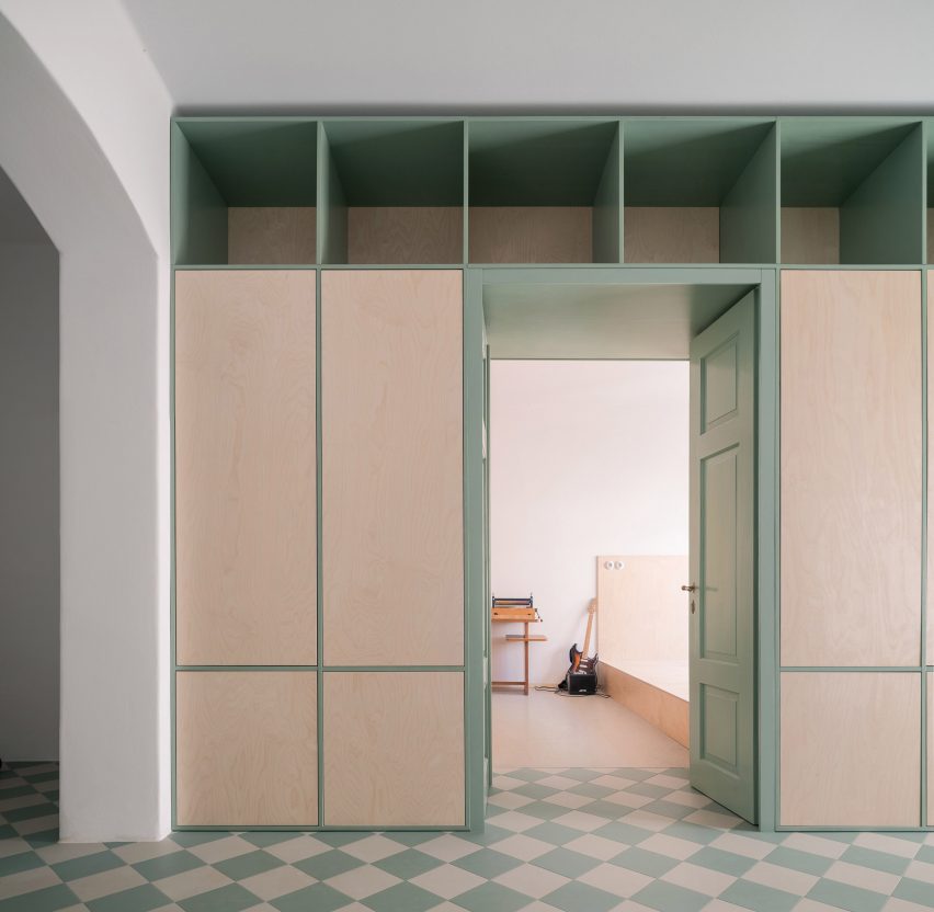 Hallway and joinery in house by Byró Architekti