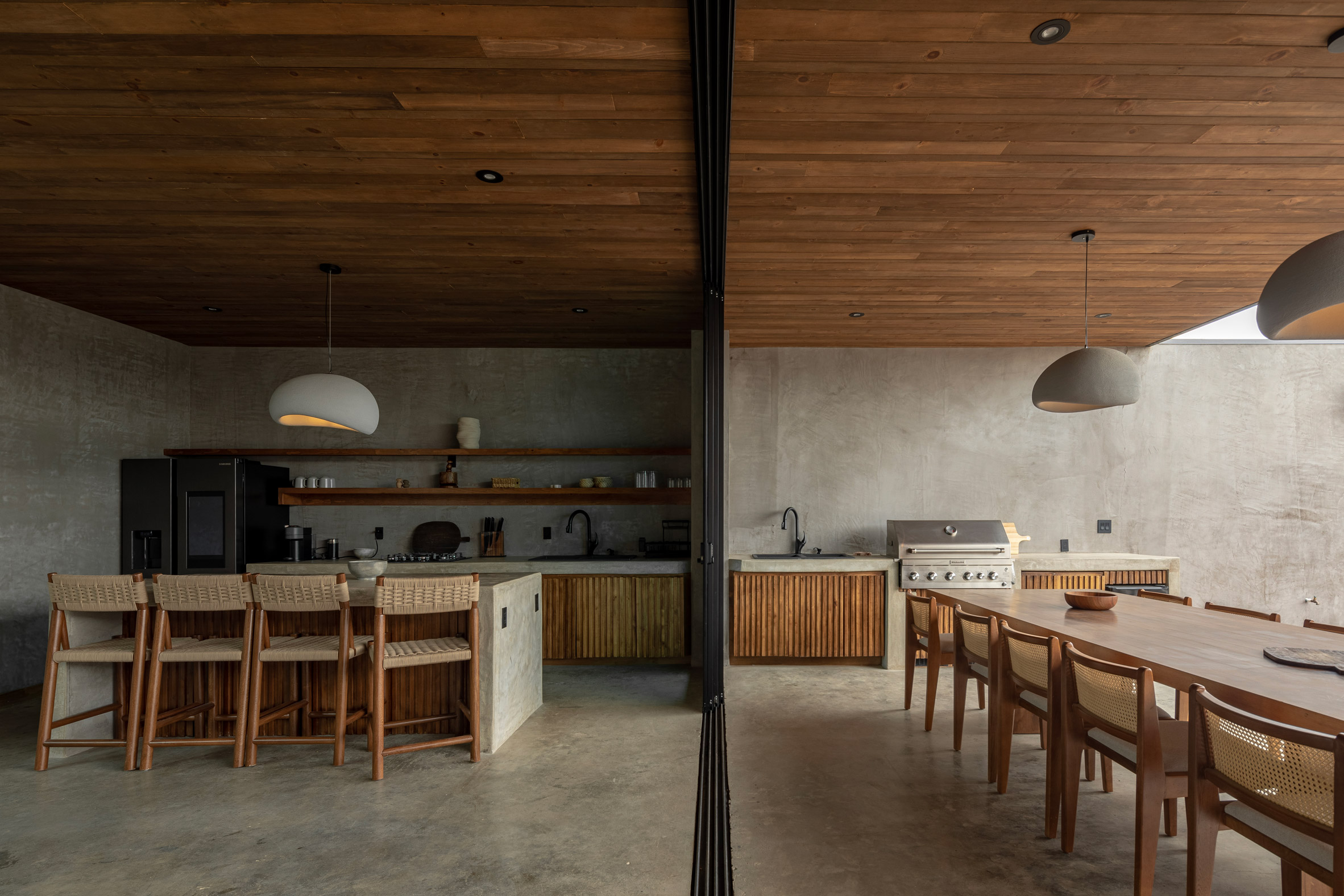 Concrete and wooden interior