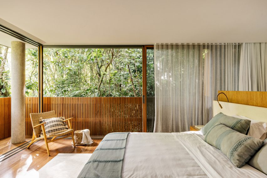 Sleeping space within Brazilian hillside home