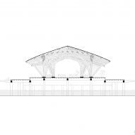 Section drawing of Overwater Restaurant by Atelier Nomadic
