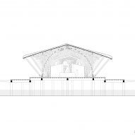 Section drawing of Overwater Restaurant by Atelier Nomadic