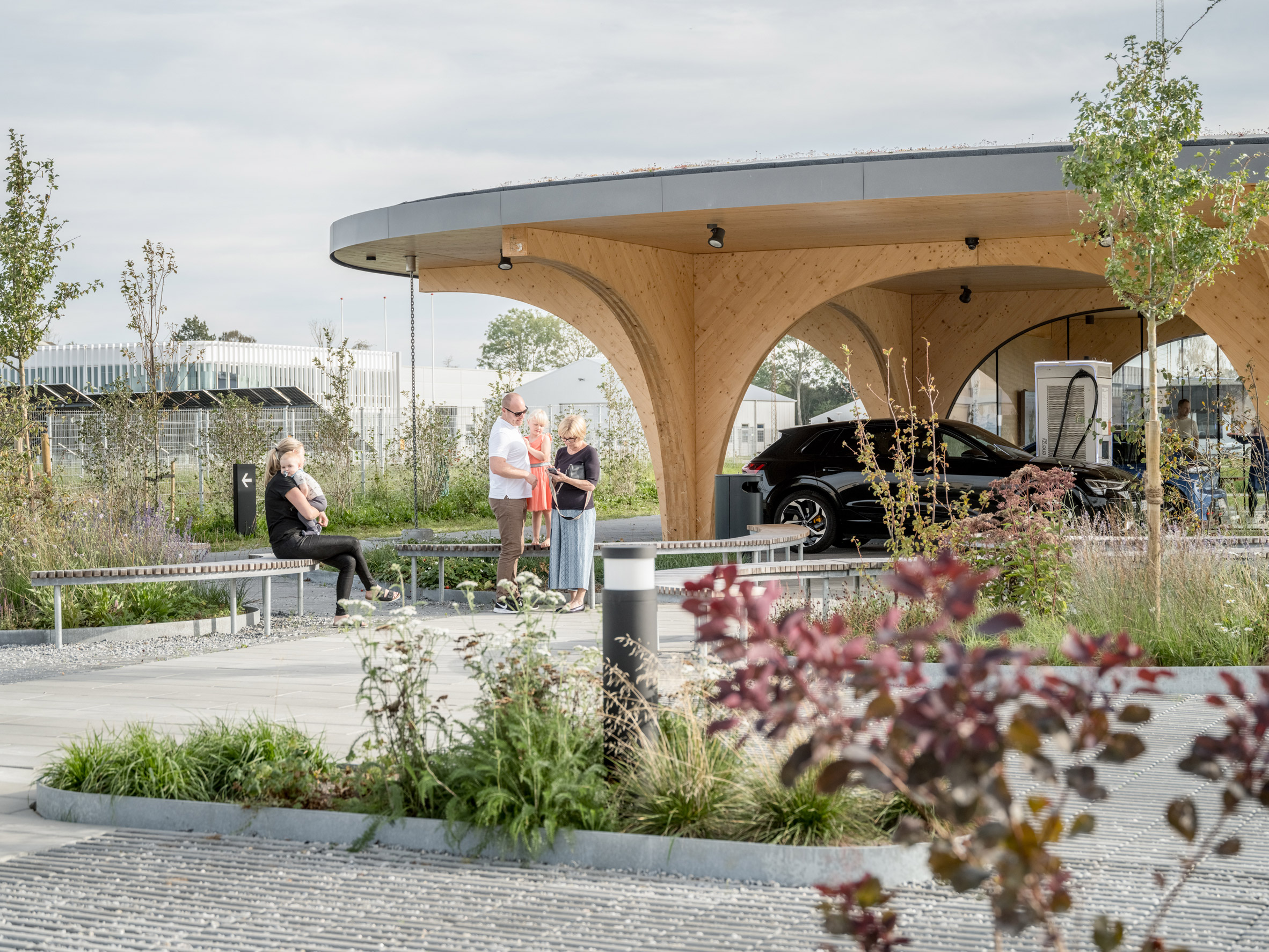 EFFEKT designs park-like charging station for electric vehicles in Denmark