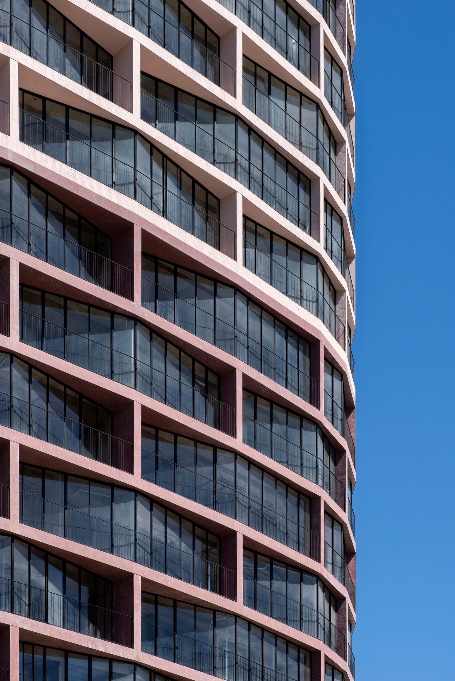Pink skyscraper facade