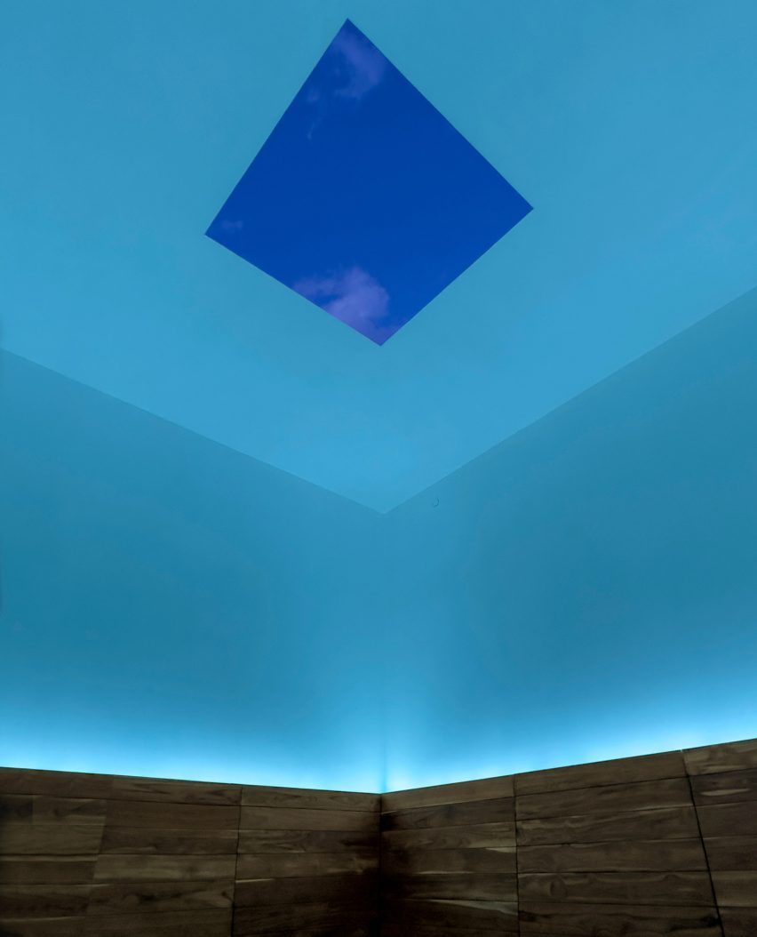 Blue lights surrounding skylight