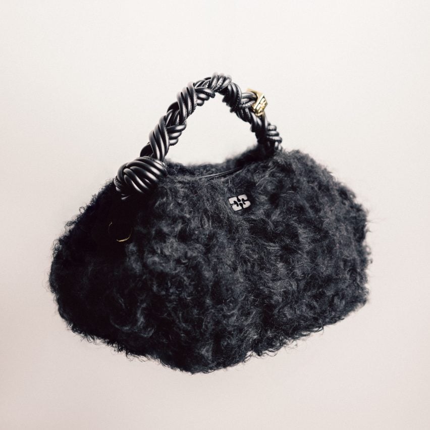 Black bag made using plant-based BioFluff fake fur