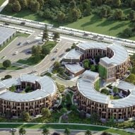 Gensler designs circular housing block with electric-vehicle garages