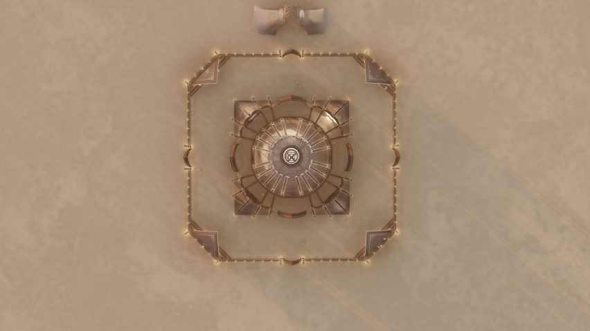 Aerial view of 2024 Burning Man temple